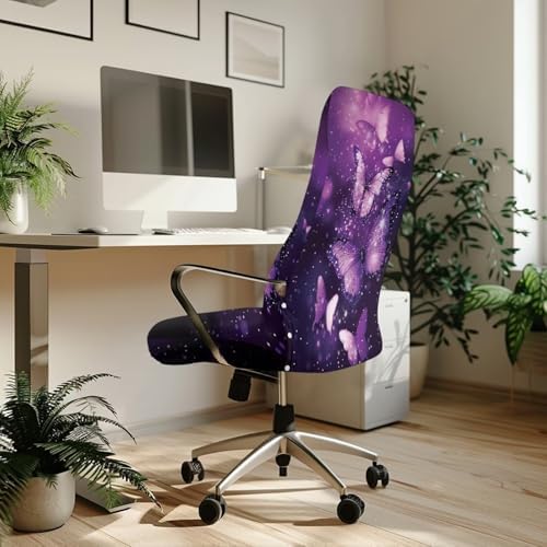 Modern Gothic Purple Butterfly Chair Cover for Office and Home