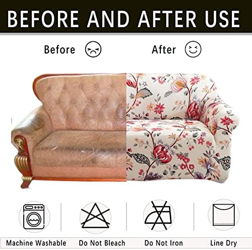 Qubjus Stretch Sofa Cover with Blooming Flower Pattern