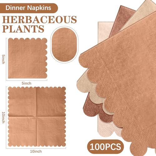 Zhanmai 100 Pack Gradient Scalloped Napkins 5x5 Inch