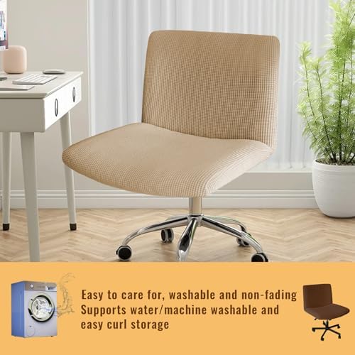 Oloepfo Armless Chair Cover - Stretch Jacquard Criss Cross Wide Seat Breathable 360 Protection