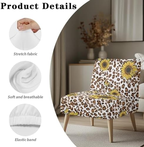 Sunflower Leopard Armless Chair Cover for Living Room