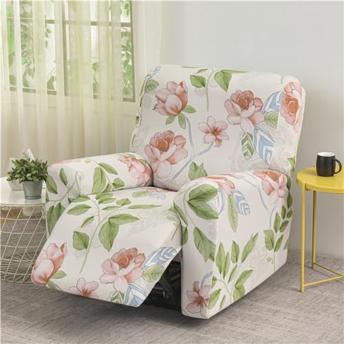 ZYANLING Stretch Armchair Slipcover with Pockets Pink Floral Design