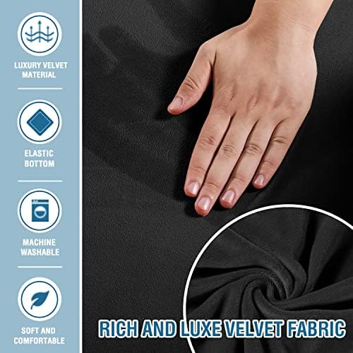 Luxury Velvet Chaise Lounge Cover with Arms Black