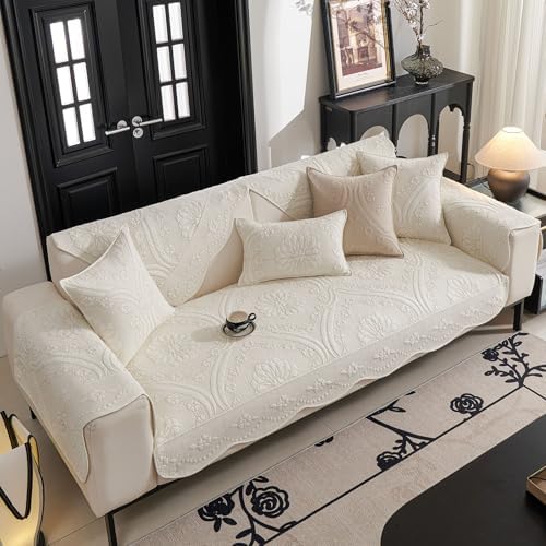 Vctops Floral Embroidered Sofa Slipcover Non Slip Cotton Cover 28x28