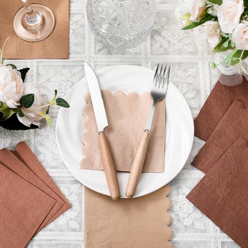 Zhanmai 100 Pack Gradient Scalloped Napkins 5x5 Inch