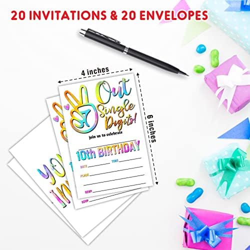 AWSICE Birthday Invitations Double-Sided Fill-In Cards 20 Pack