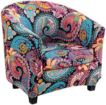 NILUOH 2 Piece Stretch Club Chair Slipcover with Flowers Design