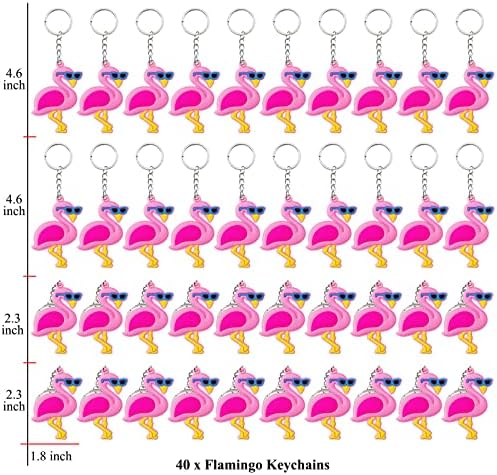 40 Pack Pink Flamingo Keyring Party Favor for Beach themed Events