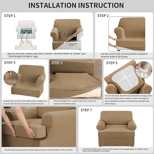 Deeky 2 Piece Stretch Sofa Covers with T Cushion Seat Cover
