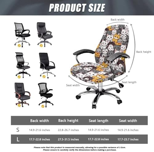 Cat Print Office Chair Cover with Elastic Bottom