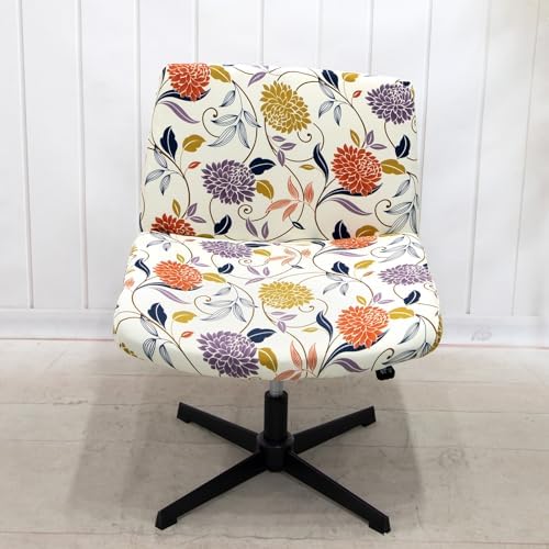 LiveGo Armless Office Chair Cover - Stretchy Jacquard Modern Vanity Chair Protector