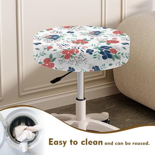 Bar Stool Cover Red Blue Floral Print 2 Piece Set