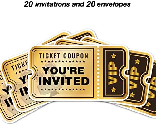 Movie VIP Party Invitations with Envelopes 20 Set
