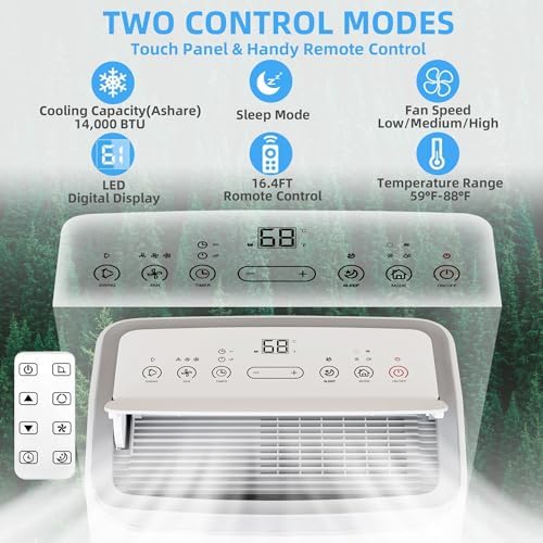 GAOMON 14000 BTU Portable AC Unit with Dehumidifier and Fan