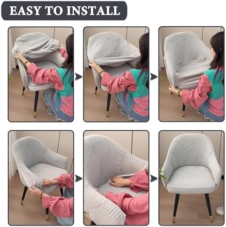 Stretch Universal Dining Chair Covers with Arms - Breathable Elastic Slipcovers 6PCS Orange