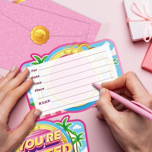 GZDUCK 20Pcs Pink Hedgehog Birthday Invitations