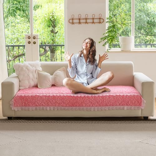 Pink Rose Pattern Sofa Slipcover 355X60