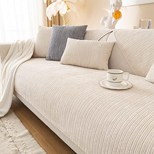 Vctops Soft Chenille Sofa Cover with Striped Weave Design