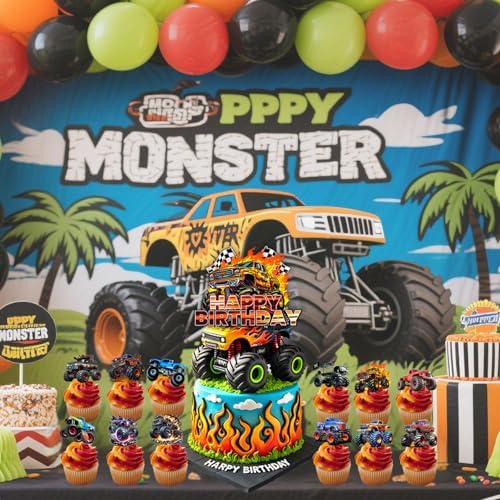 Monster Car Cake Toppers Truck Theme Birthday Decorations