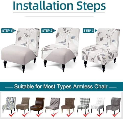 KRFOONN Armless Chair Covers for Living Room and Dining Room