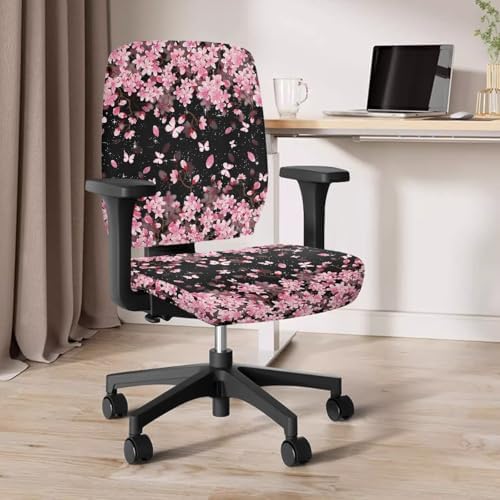 Cherry Blossom Office Chair Cover 2 Piece Pink