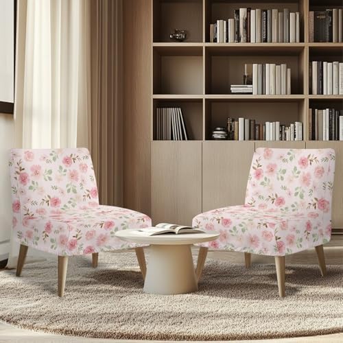 Hechitok Pink Flower Armless Chair Cover Slipcover