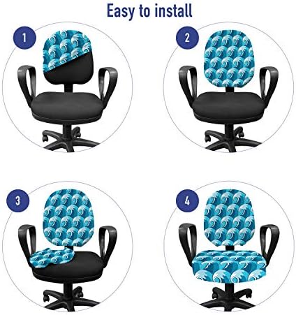 Lunarable Blue Nautical Office Chair Slipcover Set