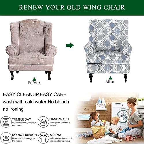 CRFATOP 2 Piece Stretch Wingback Chair Slipcover