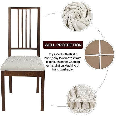 SearchI Waterproof Dining Chair Covers Set of 6 Beige Rhombus