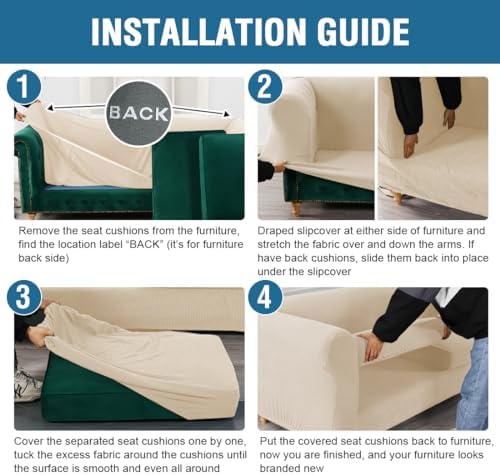 HVERSAILTEX 3 Piece Stretch Sofa Covers for 2 Cushion Couch