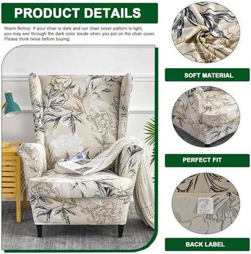CRFATOP 2 Piece Stretch Wingback Chair Covers