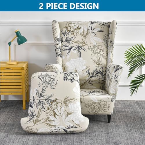 HZDHCLH Stretch Spandex Wingback Chair Slipcovers 2 Piece