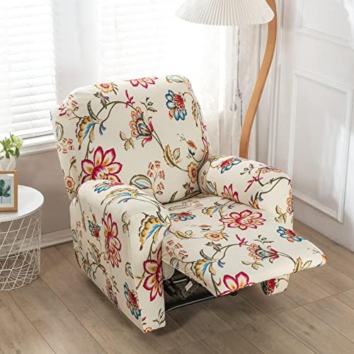 4 Piece Recliner Slipcover Set with Pockets and Elastic Bottom