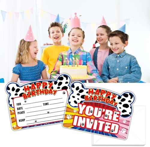 Hipoxa 24 Paws Party Invitations with Envelopes and Stickers