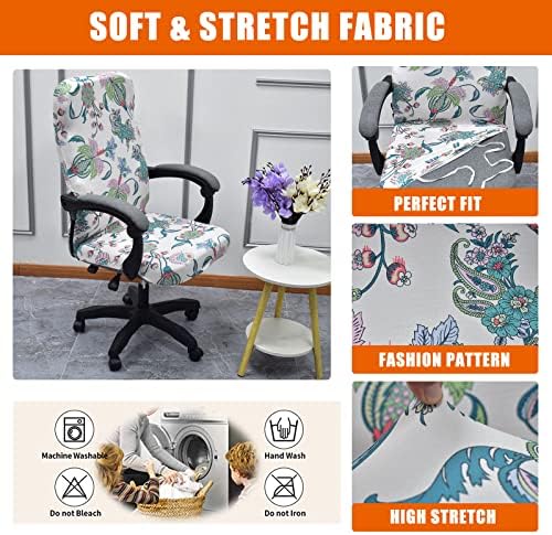 CRFATOP Stretch Office Chair Cover with Zipper Universal Rotating Seat Desk Cover