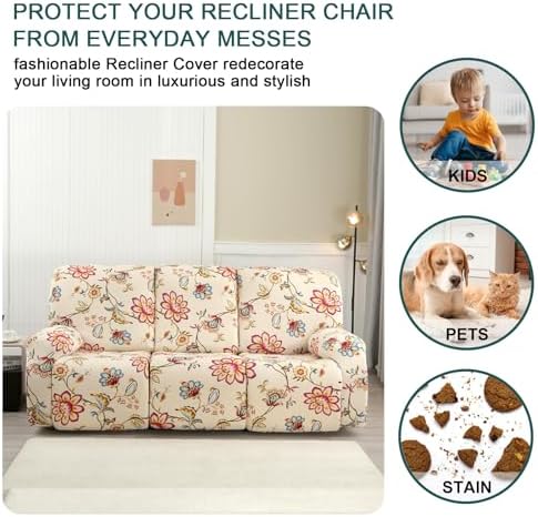 Stretch Recliner Cover with Armrests and Pocket