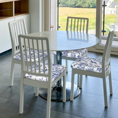 Granbey Blue and White Chair Covers with Navy Floral Design