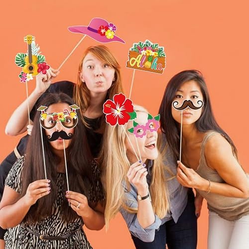Hawaii Luau Party Photo Booth Props Kit 48pcs