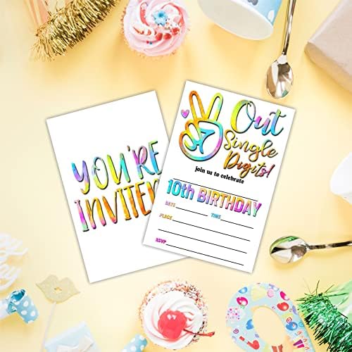 AWSICE Birthday Invitations Double-Sided Fill-In Cards 20 Pack