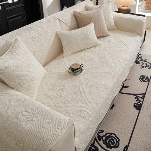 Vctops Floral Embroidered Sofa Slipcover Non Slip Cotton Cover 28x28