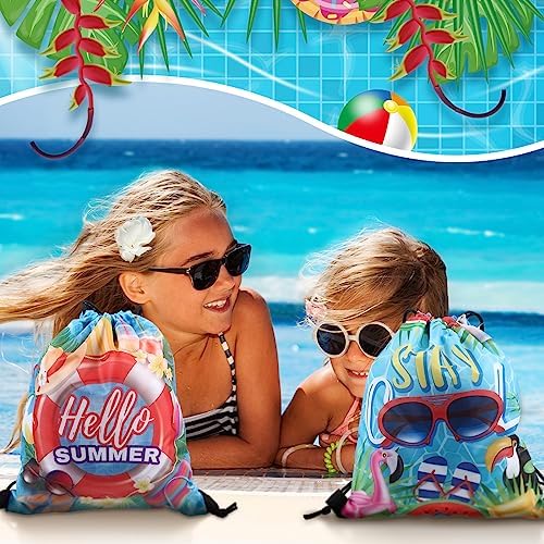 Kacctyen 24 Pack Summer Pool Drawstring Bags