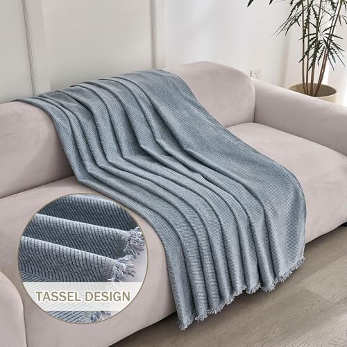 Non Slip Couch Cover for 2 Cushion Couch Grayish Blue 71x102