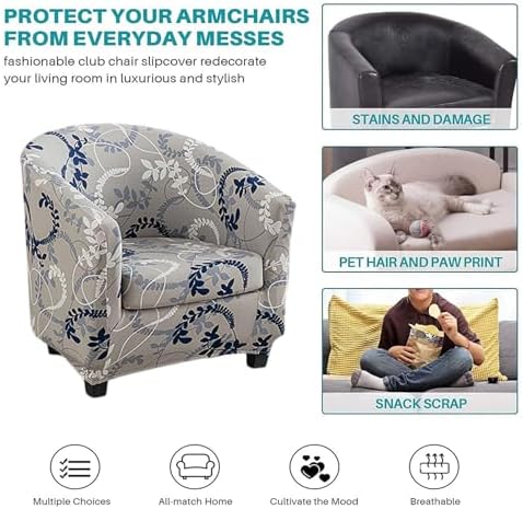 NILUOH 2 Piece Club Chair Slipcover with Stretchy Fabric