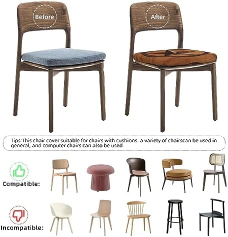 Set of 6 Removable Chair Seat Covers for Dining Room and Kitchen