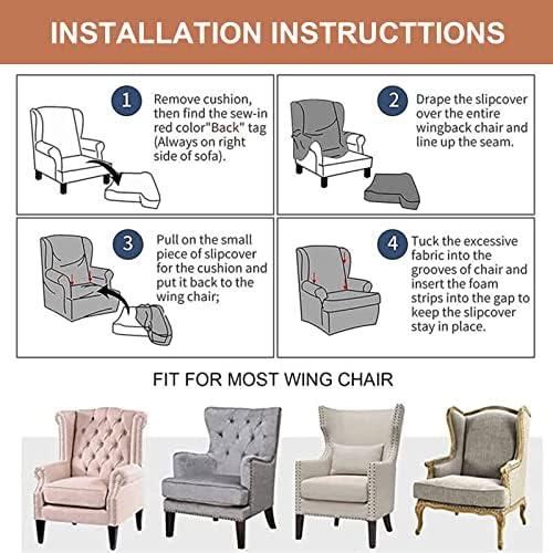 Eco-Ancheng 2 Piece Wingback Chair Slipcover