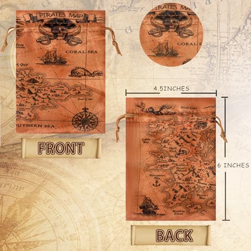 RICHNESS Pirate Party Favor Bags with Drawstring Closure