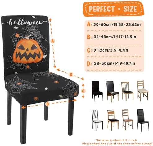 Halloween Chair Covers Set of 4 Pumpkin Ghost Spider Stretch Dining Chair Slipcovers