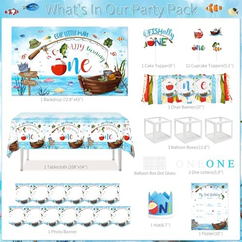 Fayoo One First Birthday Fishing Party Decorations