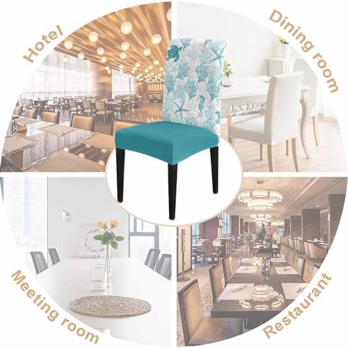 DecorLovee Turquoise Coastal Dining Chair Covers Set of 4