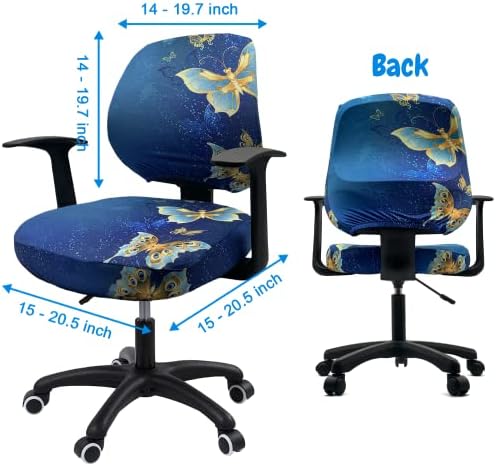 YOXEULL Chair Cover Set 2 Piece Blue Butterfly Office Chair Slipcover Protector